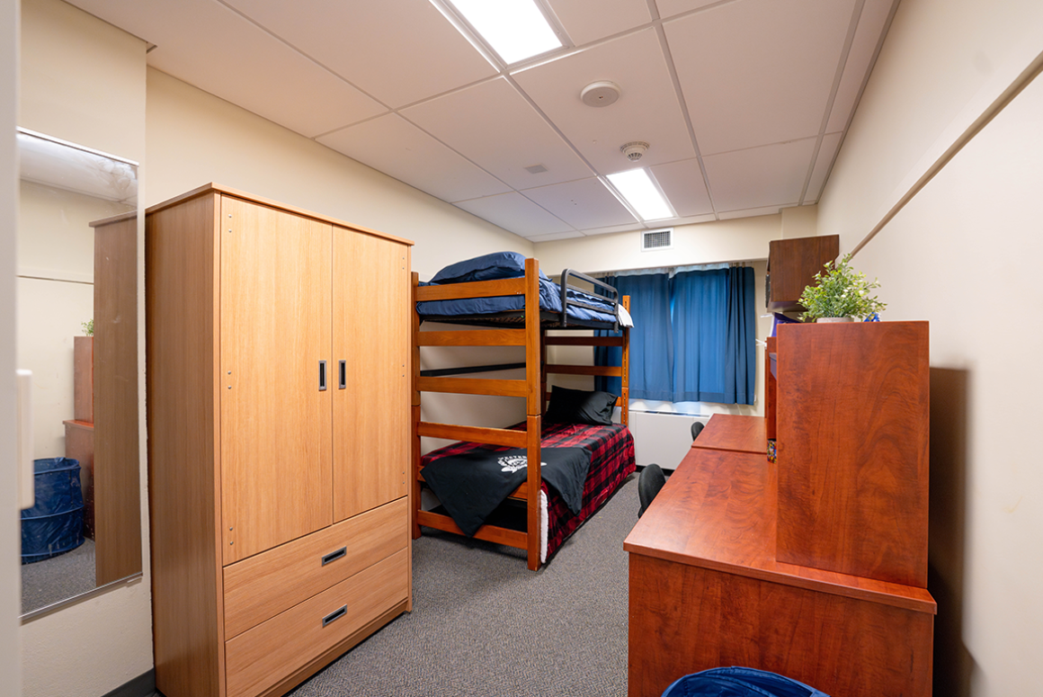 View inside a bunked double in Delaware Hall